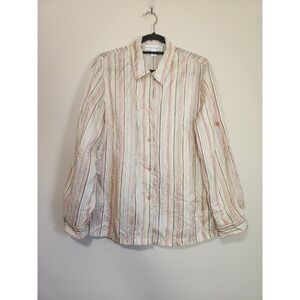 Chaus & Co. Long Sleeve Orange Button Down 100% Silk Womens Size 12